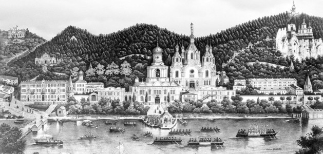 Успенская Святогорская пустынь. Литография 1912 г.